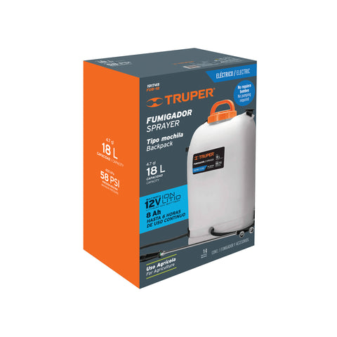 Fumigador de 18 L eléctrico con batería ion litio de 12 V | FUB-18 | 101745