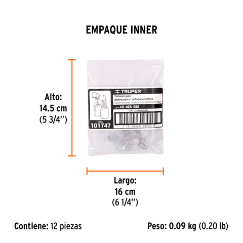 Bolsa con 2 carbones de repuesto para DES-550, TRUPER | CB-DES-550 | 101747
