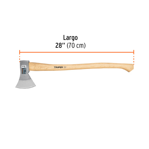Hacha europea 1000 g, mango hickory 28', Truper | HE-1000 | 101768