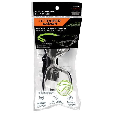 Lentes transp antiempaño c/marco de espuma y correa, Expert | LEDE-TX | 101791