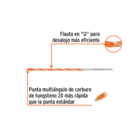 Broca multimaterial 3/16 x 6', Truper | BMC-3/16X6 | 101805