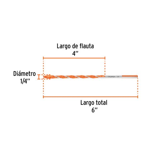 Broca multimaterial 1/4 x 6', Truper | BMC-1/4X6 | 101806