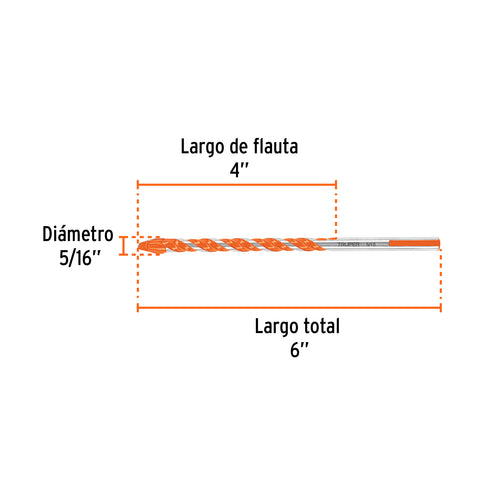 Broca multimaterial 5/16 x 6', Truper | BMC-5/16X6 | 101807
