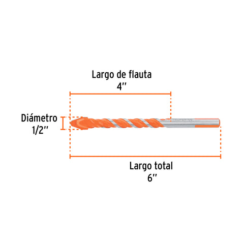 Broca multimaterial 1/2 x 6', Truper | BMC-1/2X6 | 101809