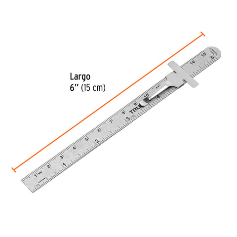 Regla 15 cm de acero inoxidable de bolsillo, Truper | RGL-15B | 101810