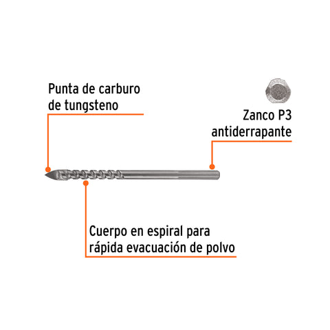 Broca para vidrio y azulejo 1/4', Truper Expert | BVI-1/4X | 101827