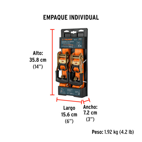 Juego de 2 sujetadores con matraca carga máxima 1500 kg | SU-1500C | 101831