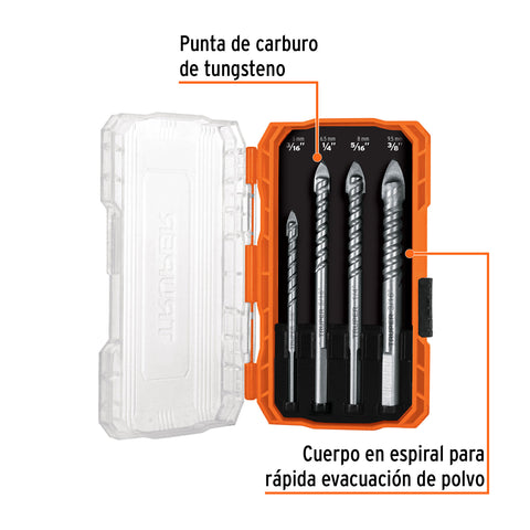 Juego de 4 brocas para vidrio y azulejo, Truper Expert | JBVI-4X | 101841