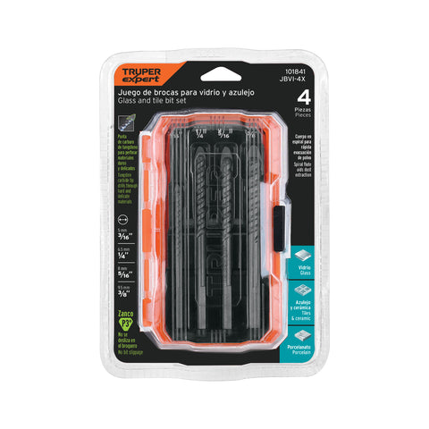 Juego de 4 brocas para vidrio y azulejo, Truper Expert | JBVI-4X | 101841