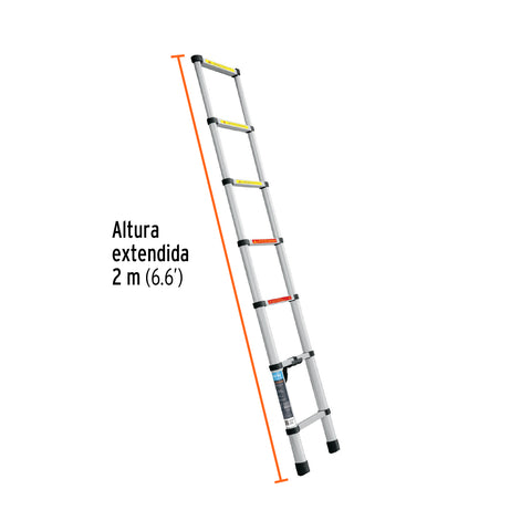 Escalera telescópica, 7 peldaños, tipo II, capacidad 102kg | ESTE-207 | 101903