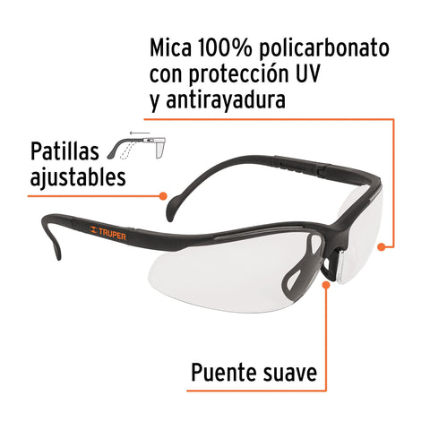 Lentes de seguridad transparentes con antiempaño, Vision | LEDE-ST-AE | 101932