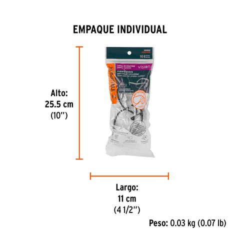 Lentes de seguridad transparentes con antiempaño, Vision | LEDE-ST-AE | 101932