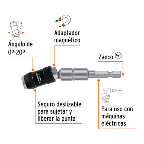 Extensión magnética articulada 4 3/4', para puntas, EXPERT | PUDE-90120 | 101965