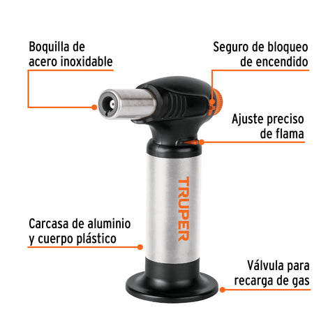 Mechero recargable para flamear alimentos de 64ml, TRUPER | SOPM-64 | 101968