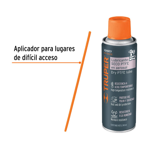 Lubricante seco PTFE en aerosol 240 ml, Truper | WT-240TE | 101977