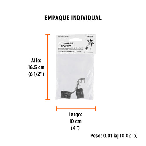 Bolsa con 2 carbones de repuesto para MADE-30NX, TRUPER | CB-MADE-30NX | 101978