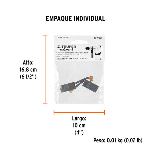 Bolsa con 2 carbones de repuesto para RMAX-15NX, TRUPER | CB-RMAX-15NX | 101982