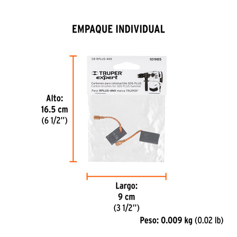 Bolsa con 2 carbones de repuesto para RPLUS-4NX, TRUPER | CB-RPLUS-4NX | 101985
