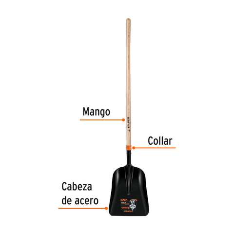 Pala carbonera chica T-2000 con mango largo de 43', Truper | PCACL-P | 102170