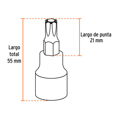 Juego de 7 dados cuadro 1/2' punta torx, Truper | JPT-1/2X7T | 102237