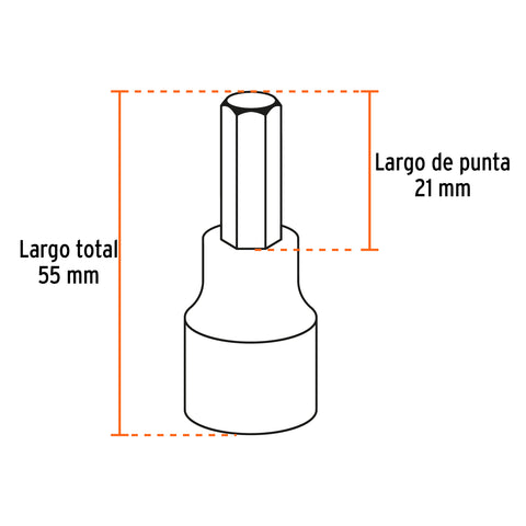 Juego de 7 dados cuadro 1/2' punta hexagonal mm, Truper | JPH-1/2X7M | 102238