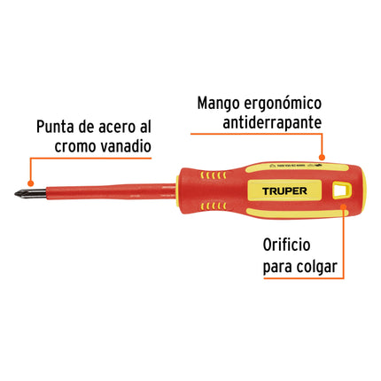 Desarmador dieléctrico de cruz 3/16' x 3', Truper | DP-3/16X3D | 102240
