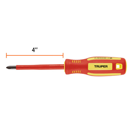 Desarmador dieléctrico de cruz 1/4' x 4', Truper | DP-1/4X4D | 102241