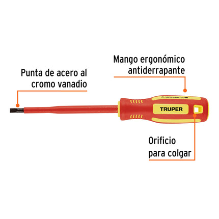 Desarmador dieléctrico plano 7/32' x 5', Truper | DR-7/32X5D | 102242