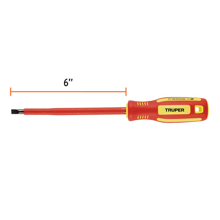 Desarmador dieléctrico plano 1/4' x 6', Truper | DR-1/4X6D | 102243