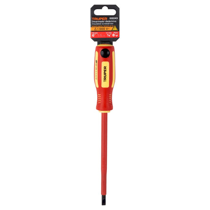 Desarmador dieléctrico plano 1/4' x 6', Truper | DR-1/4X6D | 102243