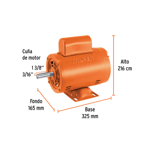 Motor eléctrico monofásico de 1/4 HP, baja velocidad, Truper | MOE-1/4B | 102301