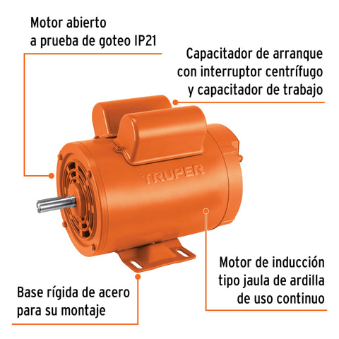 Motor eléctrico monofásico de 1 1/2 HP, baja velocidad | MOE-1-1/2B | 102306