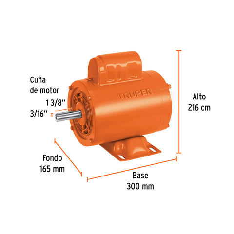 Motor eléctrico monofásico de 1/4 HP, alta velocidad, Truper | MOE-1/4A | 102308