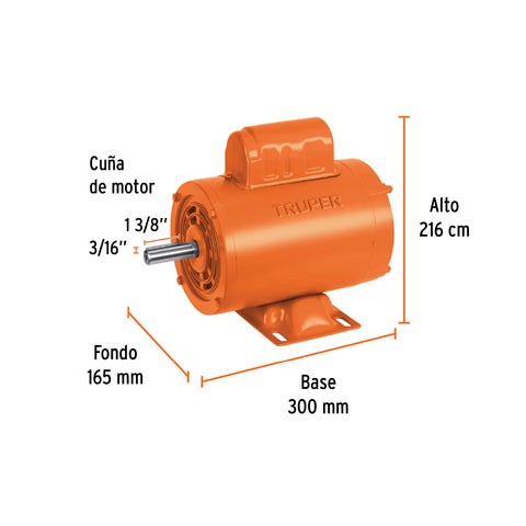Motor eléctrico monofásico de 1/2 HP, alta velocidad, Truper | MOE-1/2A | 102309