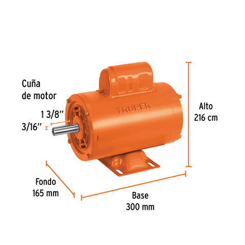 Motor eléctrico monofásico de 3/4 HP, alta velocidad, Truper | MOE-3/4A | 102310