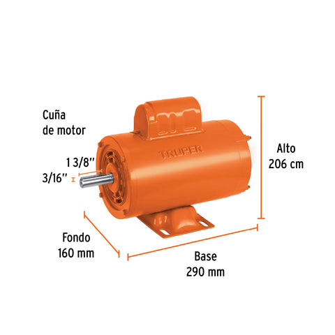 Motor eléctrico monofásico de 1 HP, alta velocidad, Truper | MOE-1A | 102311