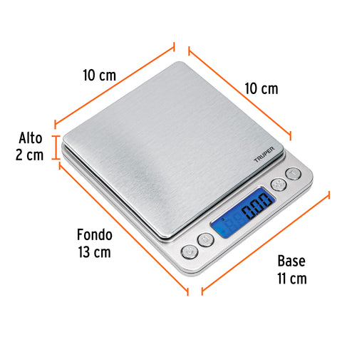 Báscula electrónica de precisión, de bolsillo, 500 g, Truper | BASE-05B | 102316