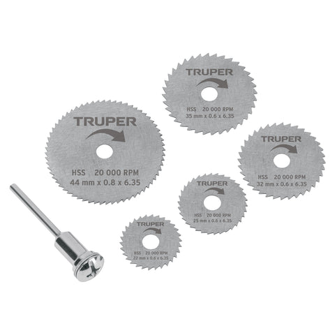 Kit de minidiscos sierra p/herramienta rotativa,5 pzs,TRUPER | MOTO-5D | 102328