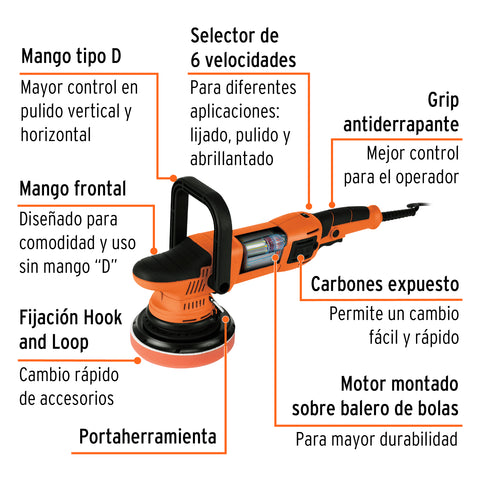 Pulidora doble acción 6', 900W, TRUPER PRO | PULA-6A | 102333