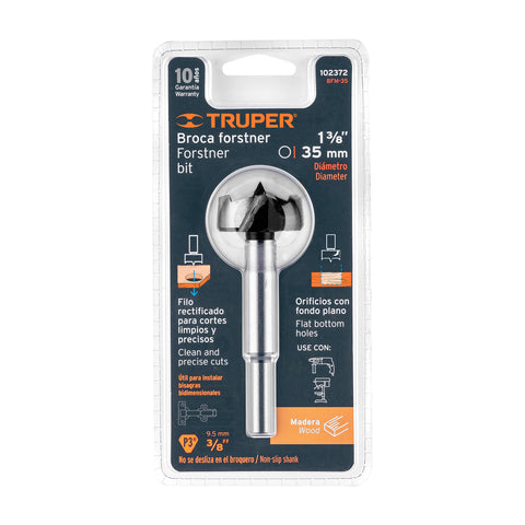 Broca forstner 35 mm para madera, TRUPER | BFM-35 | 102372