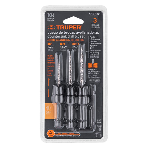 Juego de 3 brocas avellanadoras, TRUPER | JBAM-3 | 102378