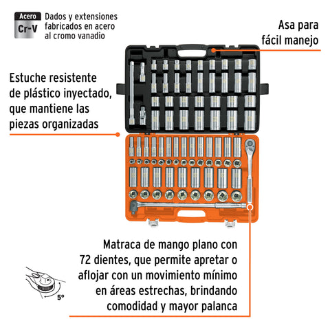 Juego de 83 herramientas cuadro 1/2' std y mm para mecánico | JD-1/2X83MP | 102390