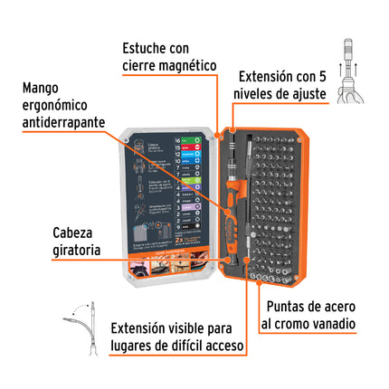 Desarmador de precisión con 106 puntas intercambiables | JOY-106 | 102398