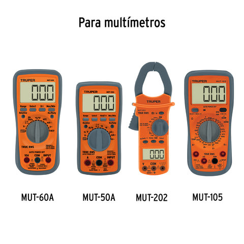 Juego de cables de prueba para multímetro, Truper | MUT-CAB | 102406