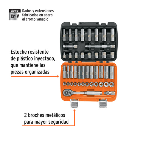 Juego de 45 herramientas cuadro 3/8' std y mm para mecánico | JD-3/8X45MP | 102410