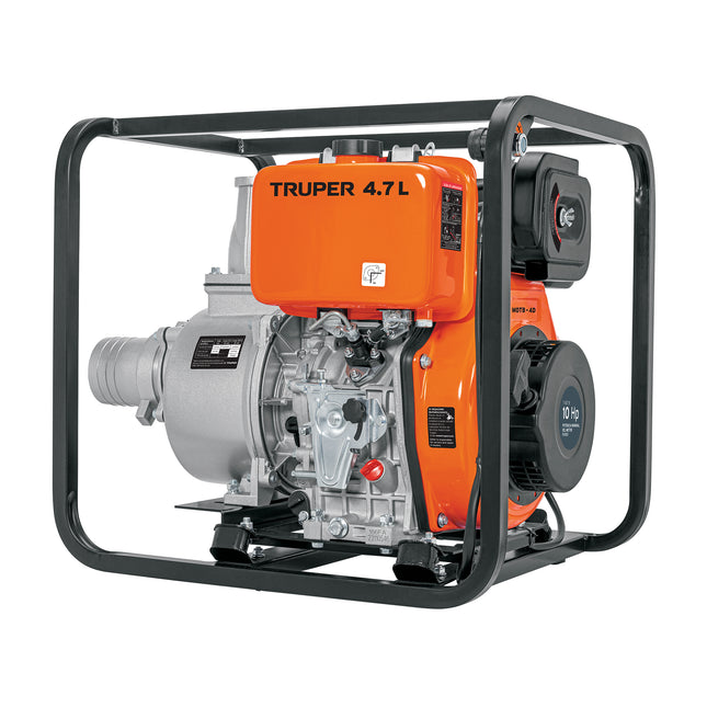Motobomba autocebante 4'x4', diesel 10HP, agrícola, TRUPER (MOTB-4D)