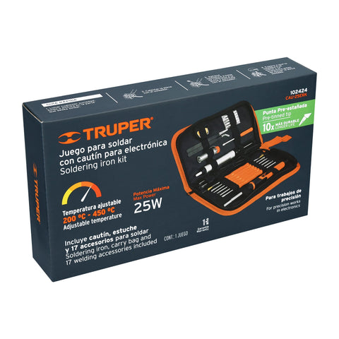 Kit soldadura electrónica con cautín de 25 W, temp regulable | CAU-25ERK | 102424