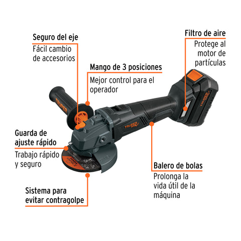 Esmeriladora 4-1/2', 20V, 1 batería 4Ah, MAX | MAX-20E | 102449