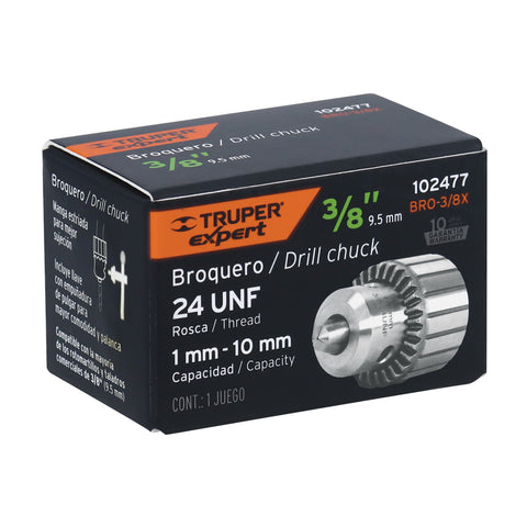 Broquero 3/8' con llave, cuerpo estriado, TRUPER EXPERT | BRO-3/8X | 102477