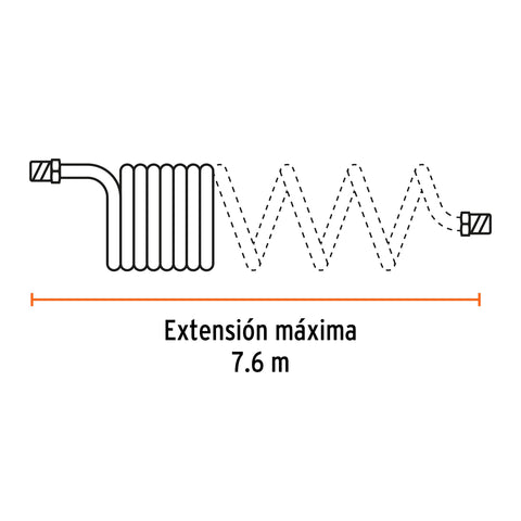 Manguera para compresor, tipo resorte, 7.6 m, TRUPER | MAN-R-7 | 102522